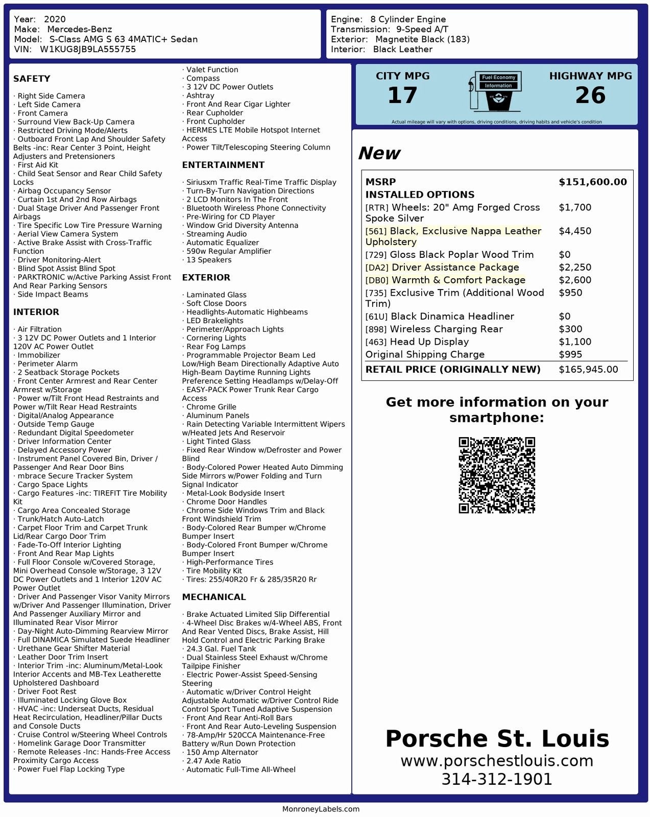 2020 Mercedes-Benz S-Class S 63 AMG® 4MATIC®