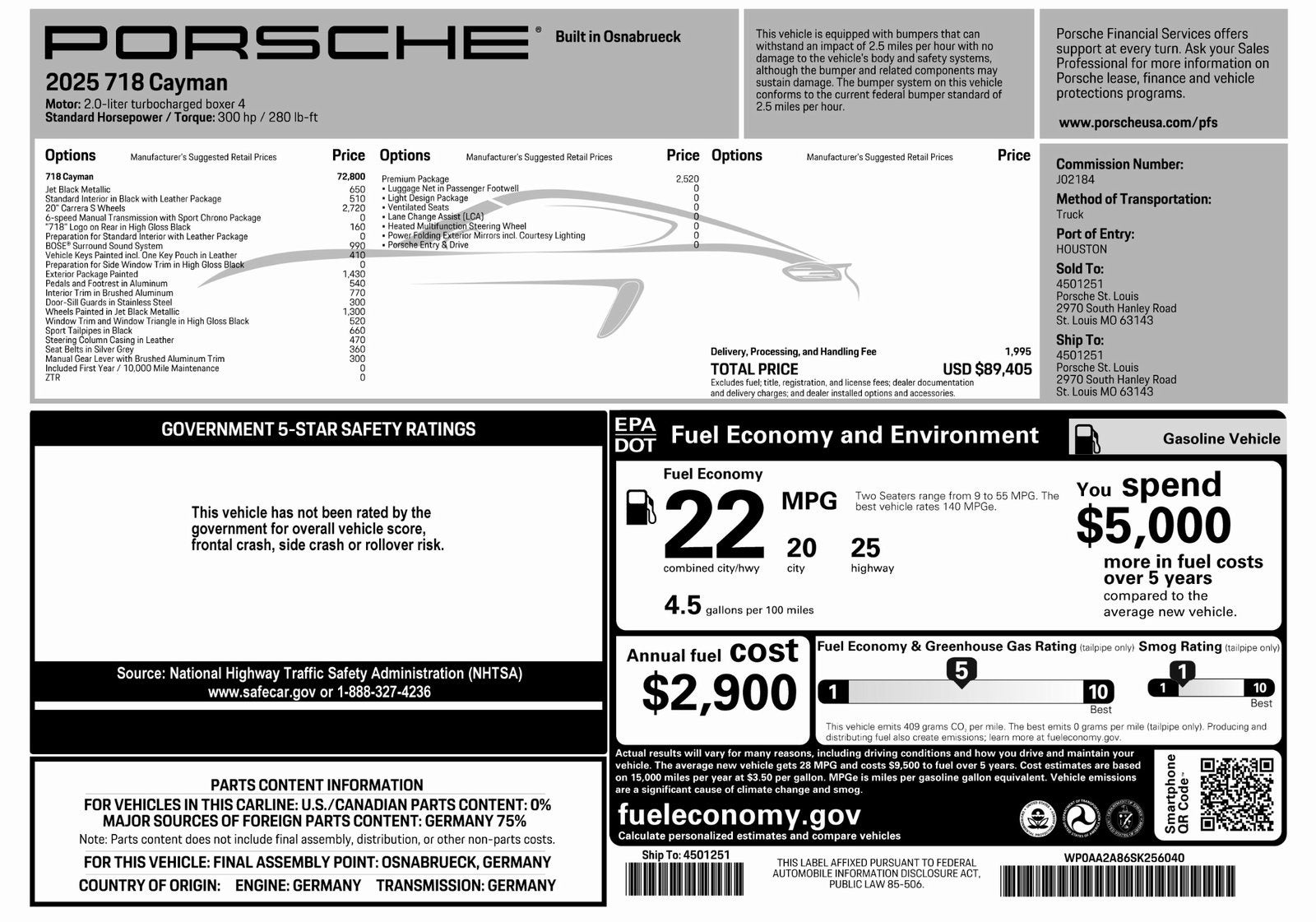 2025 Porsche 718 718 Cayman