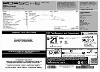 2026 Porsche Panamera Panamera 4