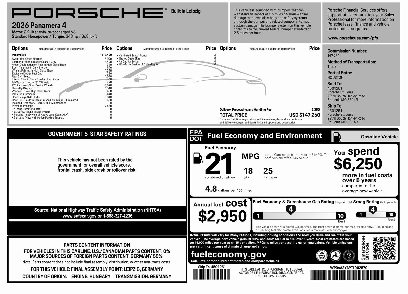 2026 Porsche Panamera Panamera 4