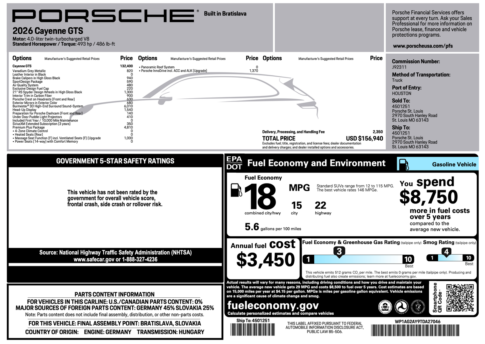 2026 Porsche Cayenne Cayenne GTS