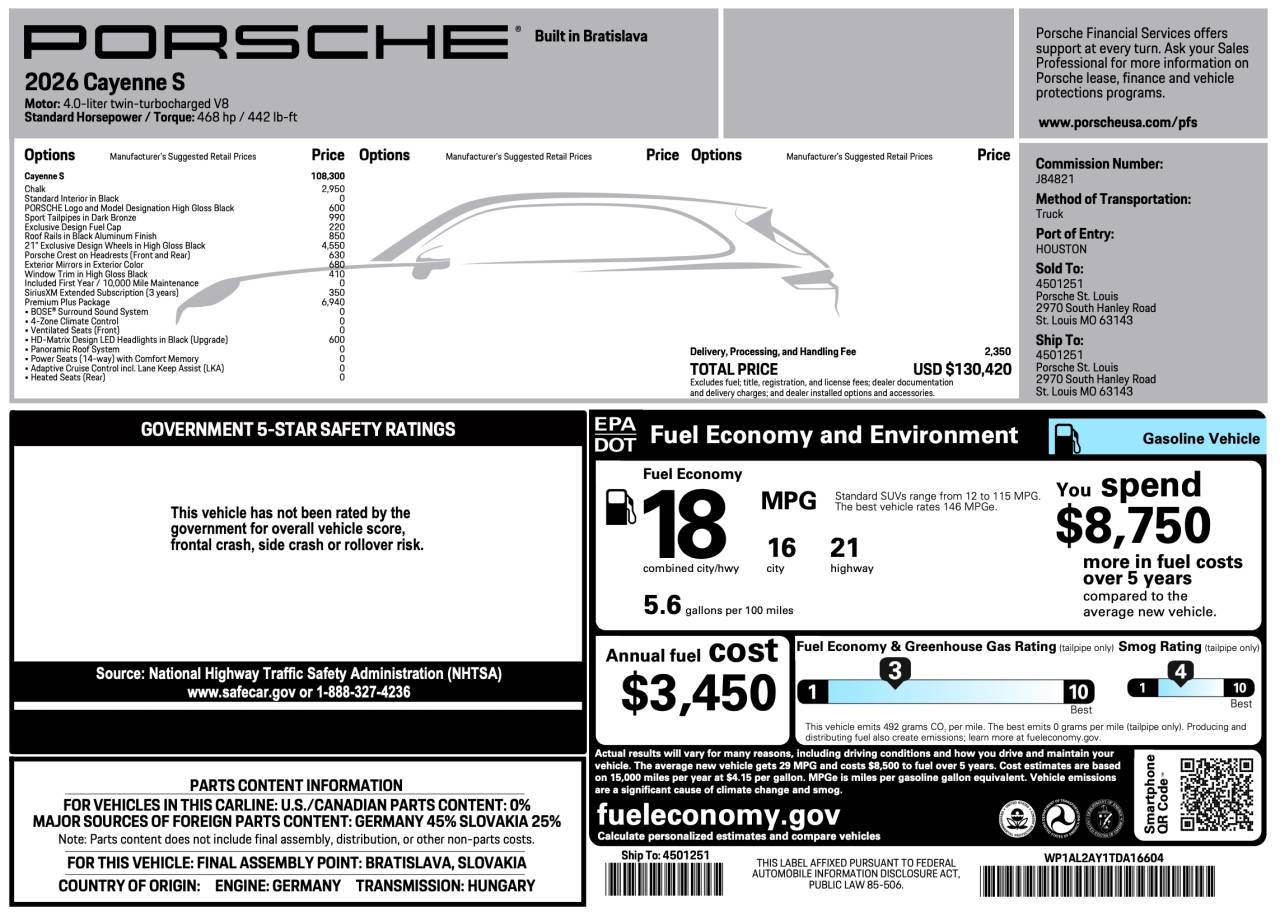 2026 Porsche Cayenne Cayenne S