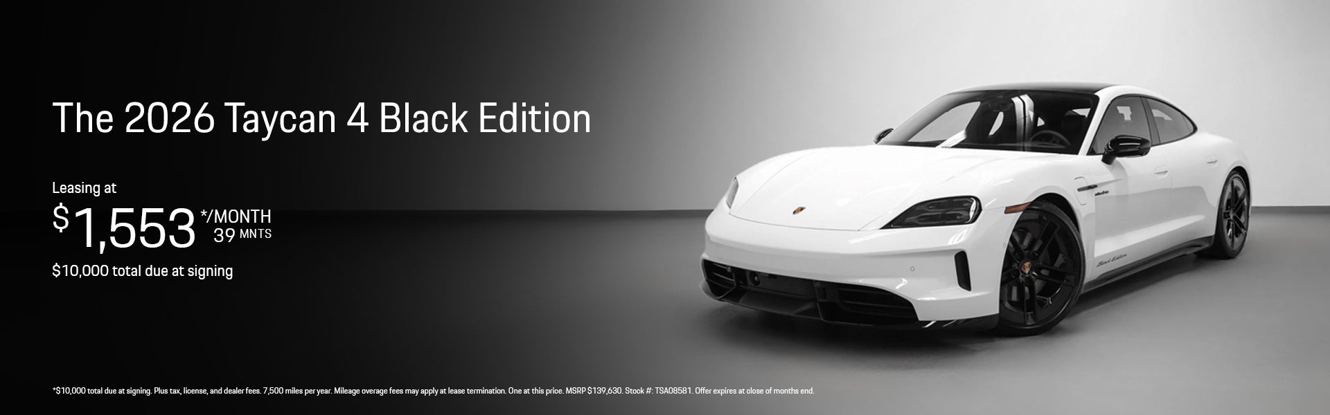 2026 Taycan 4 Black Edition Lease Banner